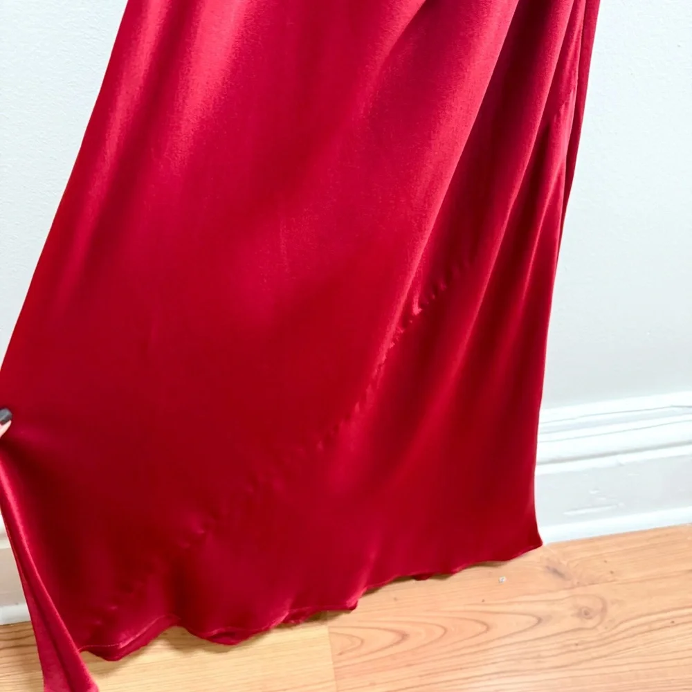 Reformation Cassette high neck cowl silk red dress sangre red NWT Size 6 formal - Picture 7 of 16